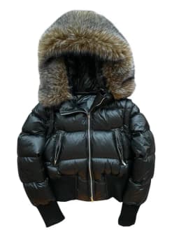 Women's Faux Fur Collar Puffer Coat Winter Streetwear Slim Fit Waist Belted Solid Color Jacket