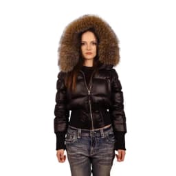 Women's Faux Fur Collar Puffer Coat Winter Streetwear Slim Fit Waist Belted Solid Color Jacket