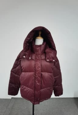 2025 Winter Red Hooded Puffer Coat Women Elegant Warm Short Quilted Jacket