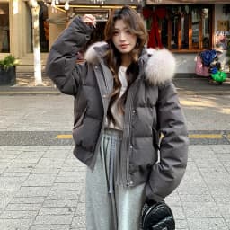 American Large Faux Fur-trim Hood Padded Parkas Women Winter 2026 Loose Fit Thick Outerwear Ladies Short Zipper Cotton Jackets
