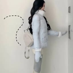Sweet Light Blue Waist-cinching Padded Jacket Women Autumn Winter Faux Fur Collar Slim Puffer Jackets Woman Warm Thick Parkas