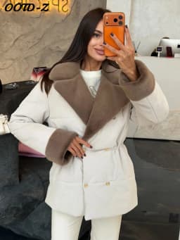 Casual Thicken Fur Patchwork Coats Women Full Sleeve Lapel Double Breasted Closed Waist Jackets Female 2026 Winter Lady Outwears