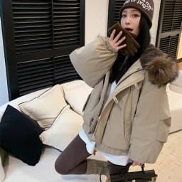 American Retro Large Hood Padded Jacket Women Faux Fur-Trim Collar Thick Parkas Woman Loose Warm Toggle Button Cotton Jackets