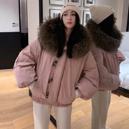 American Retro Large Hood Padded Jacket Women Faux Fur-Trim Collar Thick Parkas Woman Loose Warm Toggle Button Cotton Jackets