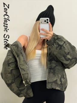 Fashion Camo Printed Women's Winter Jacket Casual Hooded Full Sleeve Loose Cropped Padded Coats New Street Chic Outwear 2026
