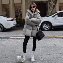 2027 Winter New Down Coat Women Parkas Fashion Long Hooded Outerwear Female Cotton-padded Padded Jacket Loose Ladies Overwear