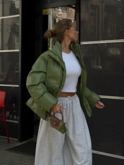 Women Solid Puffer Jacket High Stand Collar Elastic Cinched Waist Peplum Hem Zip Thick Padded Coat Warm Winter Daily Outerwear