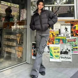 American Streetwear Stand Collar Cropped Parkas Women Thicken Warm Long Sleeve Down Cotton Jackets Woman Winter Puff Bread Coats