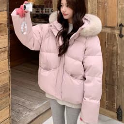 Fashion Faux Fur Collar Hooded Short Puffer Jacket Women 2026 Winter Thicken Parkas Woman Korean Solid Big Pocket Padded Coat