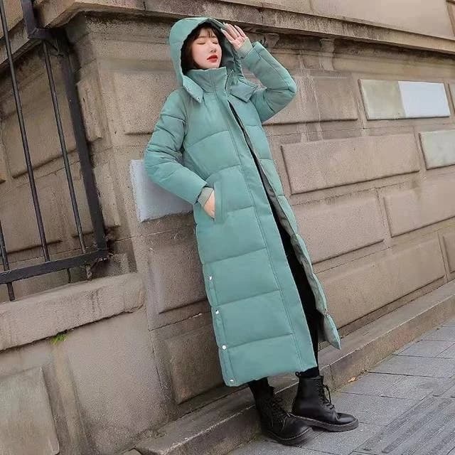 Black Hooded Jacket Coat 2026 Winter Female Thicken Medium Length Down cotton Loose Coats Women's Windproof Long Parka Overcoat