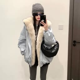 Korean Winter Removable Large Fur Collar Fashion Down Cotton Jacket Women's Long Sleeves Short Loose Thickened Pie Overcome Coat