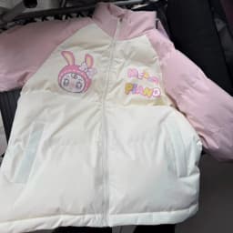 Winter Clothes for Women Japanese Cute Parkas Stand Neck Thicked Outerwear Contrast Color Cartoon Print Jackets Warm Cute Tops