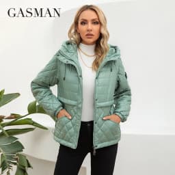GASMAN 2022 Women's spring jacket fashion casual Short parka Thin Cotton hooded Coat women ladies jackets Warm outwear 21159