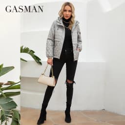 GASMAN 2022 Women's spring jacket fashion casual Short parka Thin Cotton hooded Coat women ladies jackets Warm outwear 21159