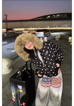 ZAROY Gothic Women Coat Y2K Polka Dot Hooded Zip Cropped Puffer Jacket American Retro Padded Warm Winter Parkas куртка женская