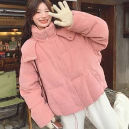 Korean Pink Corduroy Hooded Padded Jacket for Women 2026 Winter Loose Warm Outerwear Female Solid Casual Zipper Cotton Jackets