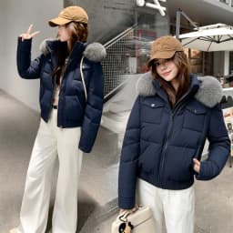 Fashion Multi Pockets Hooded Parkas for Women Winter Thick Warm Padded Jacket Female Solid Color Korean Cropped Puffer Jackets