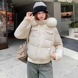 Fashion Multi Pockets Hooded Parkas for Women Winter Thick Warm Padded Jacket Female Solid Color Korean Cropped Puffer Jackets