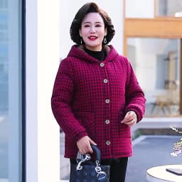 5XL Mom's Winter Outfit With Plush And Thick Parka Middle-Aged And Elderly Women's Hooded And Warm Jacket Lady's Short Outcoat