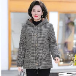 5XL Mom's Winter Outfit With Plush And Thick Parka Middle-Aged And Elderly Women's Hooded And Warm Jacket Lady's Short Outcoat