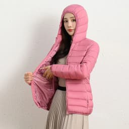 Lightweight Zipper Up Hooded Down Cotton Coats Women Autumn Winter Windproof Long Sleeve Warm Puffer Jacket Solid Color Parkas