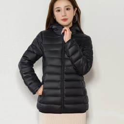 Lightweight Zipper Up Hooded Down Cotton Coats Women Autumn Winter Windproof Long Sleeve Warm Puffer Jacket Solid Color Parkas
