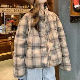 Retro Plaid Short Padded Jacket for Women Autumn Winter Maillard Style Thick Warm Outerwear Female Casual Korean Puffer Jackets