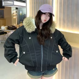 American Retro Faux Fur Collar Parkas Women Winter Loose Thick Fleece Lined Warm Jacket Female Fashion Street Padded Coat