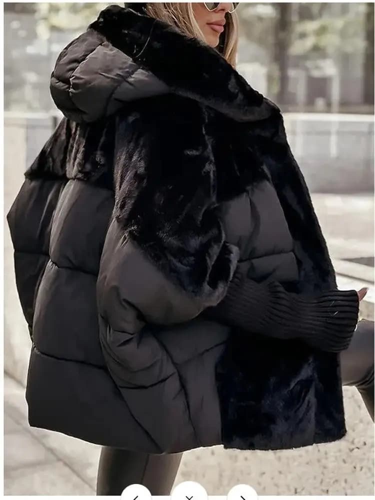 Women's Loose Fit Hooded Patchwork Sve down Cotton Jaet Coat Street Sle Thin Autumn Winter New Arrival Pure Color