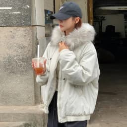 American Retro New Women Tops Parkas Coats Winter Fur Collar Hooded Long Sleeve Loose All Match Female Quilted Jacket Clothing