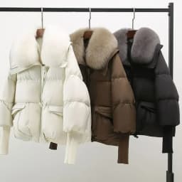 Down Cotton Short Padded Jacket Women Parkas Fur Collar Autumn Winter Thick Coats Female Black Casual Outerwear Clothes 2026