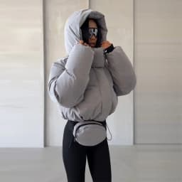 Detachable Big Hood Women Puffer Jackets Oversized Loose Winter Warm Padded Coat Streetwear High Neck Drawstring Hem Outerwear