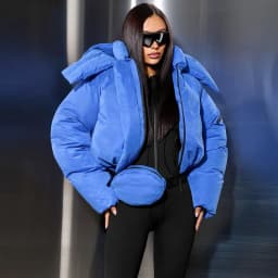Detachable Big Hood Women Puffer Jackets Oversized Loose Winter Warm Padded Coat Streetwear High Neck Drawstring Hem Outerwear