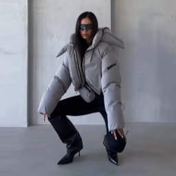 Detachable Big Hood Women Puffer Jackets Oversized Loose Winter Warm Padded Coat Streetwear High Neck Drawstring Hem Outerwear