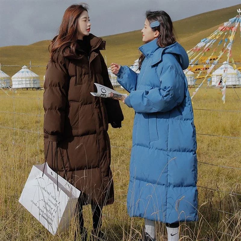zjaiss 2026 Winter New Down Coats Long-style Cotton Dress Korean Version Large Size Korean Fashion Jackets Heat Parka Feminina