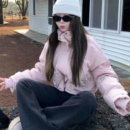 Pink Stand Collar Parkas Women Fashion Sweet Thick Warm Long Sleeve Coats Winter Preppy Style All Match Simple Outwear Tops New