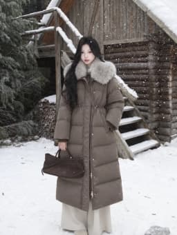 2026 Korean Fashion Women Winter Parkas Faux Fur Collar Long Coats Warm Overcoats Y2K Vintage Winter Outfits Outerwear Jacket