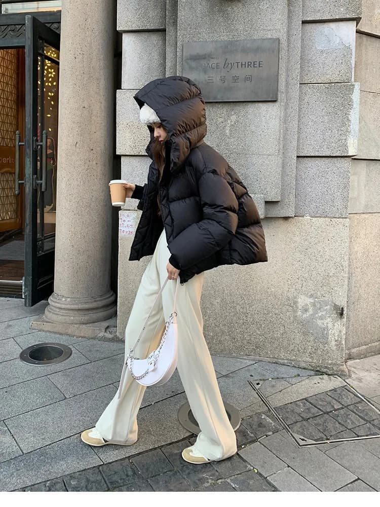 2026 New Winter  Puffer Jacket Women Fashion Hooded Down Cotton Overcoat Female Loose Casual Warm Parkas Outerwear
