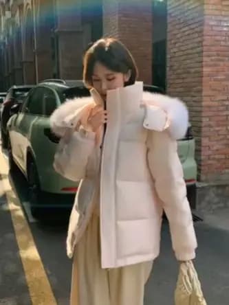 2026 Y2K Vintage Women Cotton‑padded Winter Coat Faux Fur Collar Korean Style Sweet Gentle Warm Casual Loose Outerwear Tops
