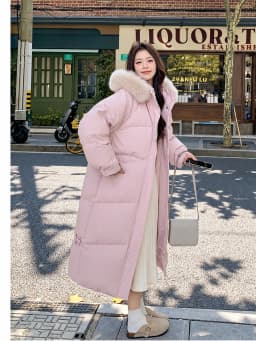 2026 Korean Fashion Women Long Parka Faux Fur Collar Winter Warm Overcoat Y2K Vintage Casual Atmosphere Outerwear Jacket