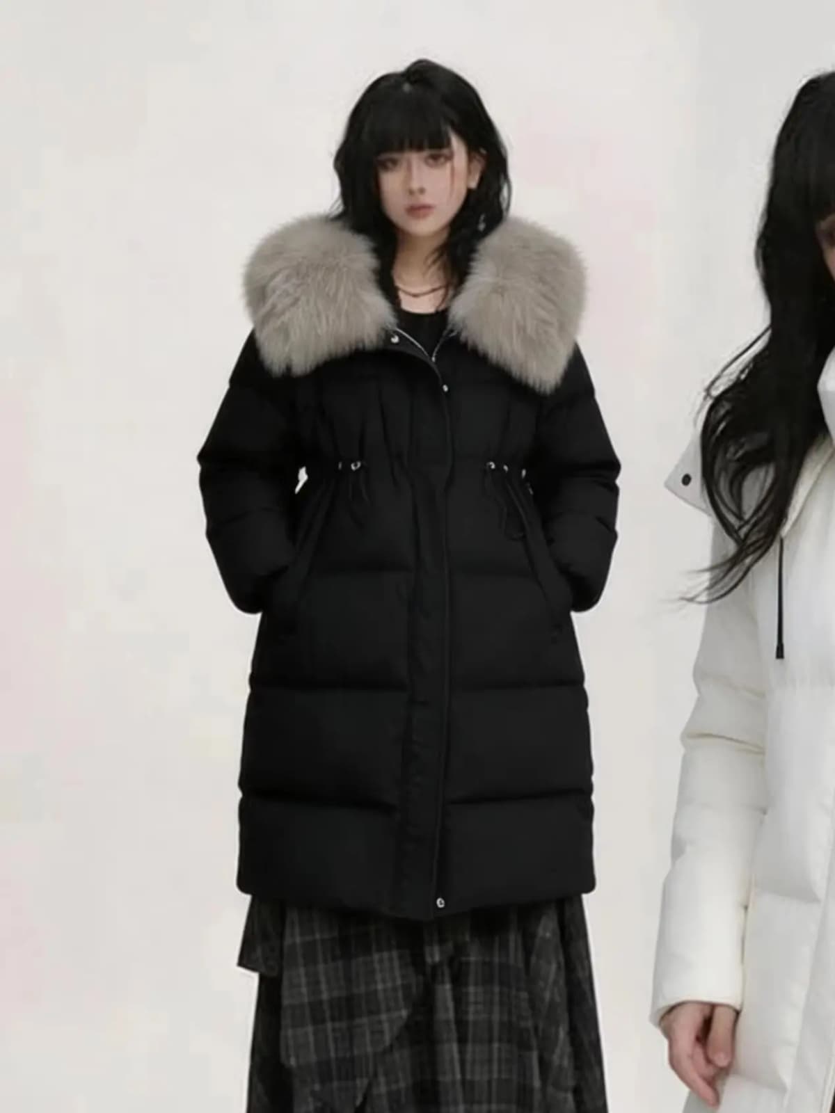 2026 Korean Fashion Women Long Parka Faux Fur Collar Winter Warm Overcoat Y2K Vintage Casual Atmosphere Outerwear Jacket