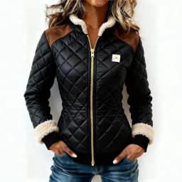 Parkas Women Slim Fit Coats Stand Collar Zipper Jackets Full Sleeve Thick Warm Y2k Streetwear Elegant Work Argyle Autumn Winter