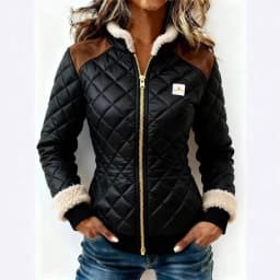 Parkas Women Slim Fit Coats Stand Collar Zipper Jackets Full Sleeve Thick Warm Y2k Streetwear Elegant Work Argyle Autumn Winter