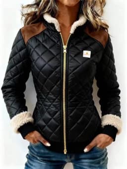 Parkas Women Slim Fit Coats Stand Collar Zipper Jackets Full Sleeve Thick Warm Y2k Streetwear Elegant Work Argyle Autumn Winter