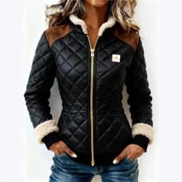 Parkas Women Slim Fit Coats Stand Collar Zipper Jackets Full Sleeve Thick Warm Y2k Streetwear Elegant Work Argyle Autumn Winter