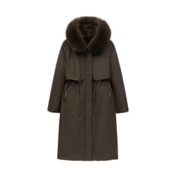 Women Reversible 2 Sides Wear Long Parkas Female Faux Fur Collar Hooded Coat With Drawstring Waist Winter Thick Outerwear Pike