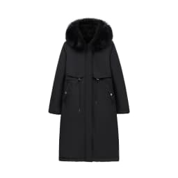 Women Reversible 2 Sides Wear Long Parkas Female Faux Fur Collar Hooded Coat With Drawstring Waist Winter Thick Outerwear Pike