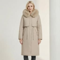 Women Reversible 2 Sides Wear Long Parkas Female Faux Fur Collar Hooded Coat With Drawstring Waist Winter Thick Outerwear Pike