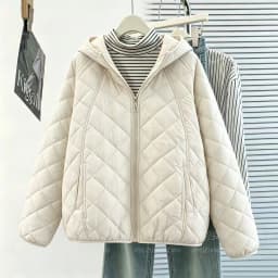 Women Lightweight Quilted Hooded Jacket 2026 Casual Diamond‑Grid Zipper Short Coat Autumn Winter Korean Style Warm Outerwear