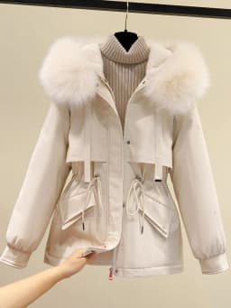 Women's down Cotton Jacket Short Thickened Winter New Style Fleece Lined Parka Korean Version Loose Cotton Coat